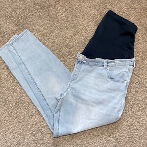 Time and Tru Light Blue Skinny Jeans with Black Maternity Panel